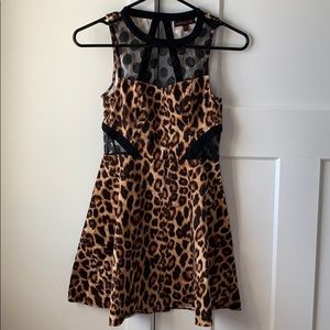 MATERIAL GIRL women’s leopard mesh skater dress